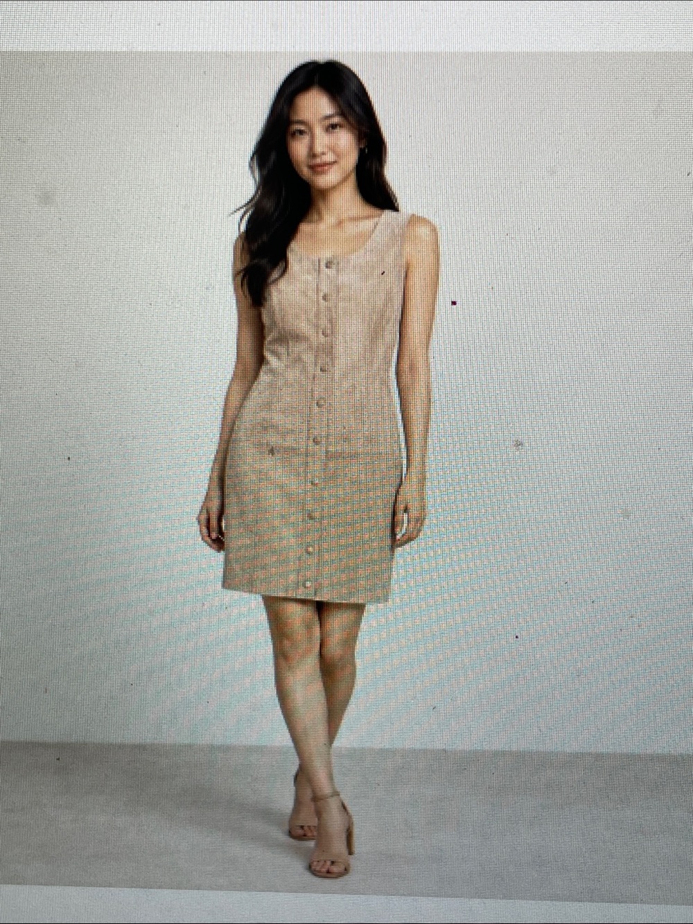 Mango real suede Button-Front sleeveless dress - nude/peach/blush